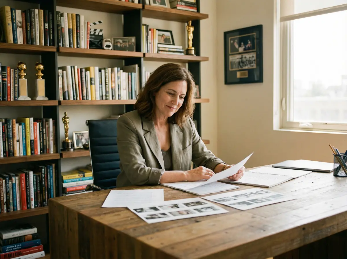 资深制片人在办公室审阅剧本的 情深叉 场景